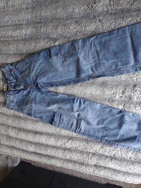 abercrombie kids Straight Leg Light Blue Cargo Jeans